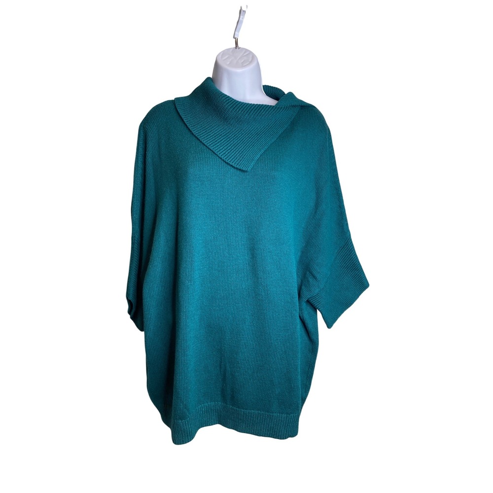 CAbi Teal Cowl Neck Sweater Poncho